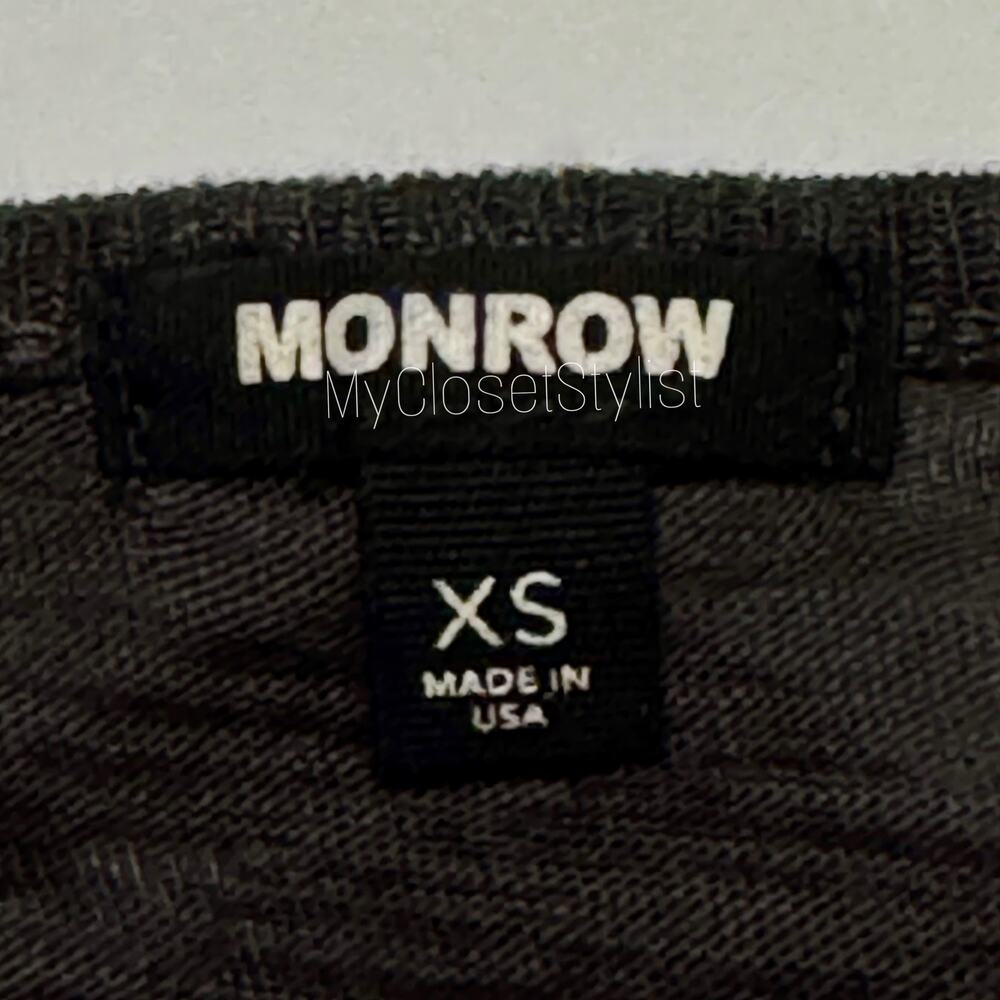 Shopbop Monrow Long Sleeve Black Camo Athleisure Top! Near New Mixed Media XS-S - Picture 8 of 8